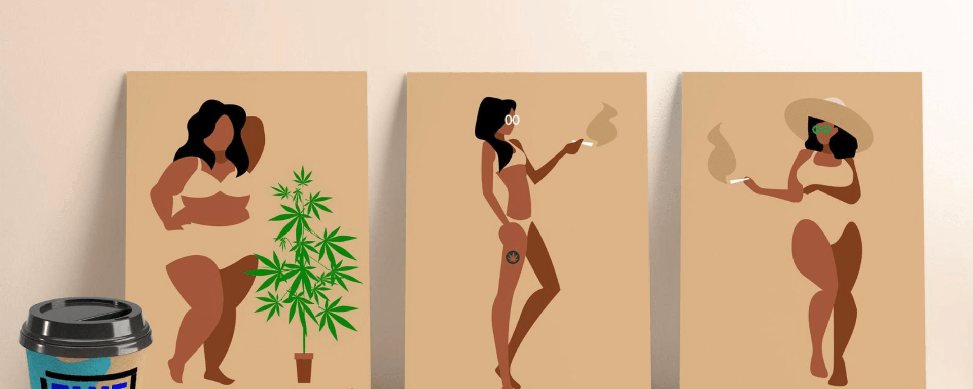 heyhellohigh stoner girl wall art
